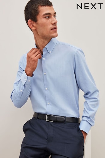 Light Blue Regular Fit Easy Care Single Cuff Oxford Shirt (N05914) | £22