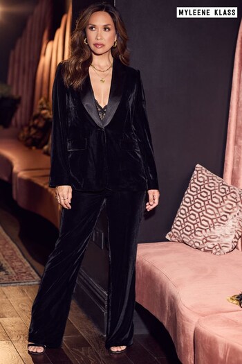 Myleene Klass Velvet Suit Black long-sleeve Trousers (N05933) | £65