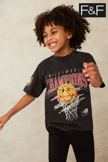 F&F SmileyWorld Basketball Champions Black T-Shirt (N05951) | £9 - £11