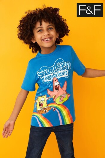 F&F Blue Spongebob Rainbow T-Shirt (N05976) | £9 - £11