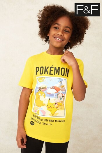 F&F Yellow Pokemon Beach Scene T-Shirt (N06015) | £9 - £11