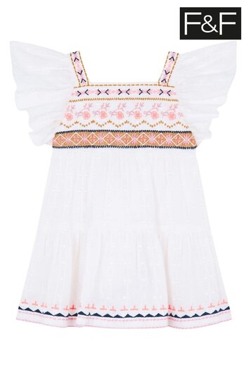 F&F Emb White Dress (N06021) | £16