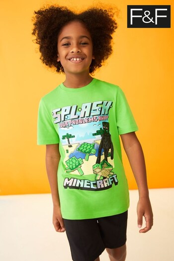 F&F Green Minecraft Splash Turtle T-Shirt (N06029) | £9 - £11