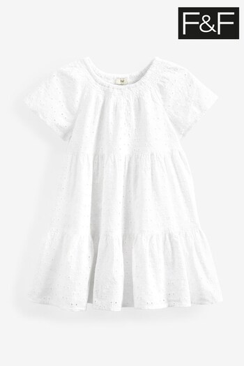 F&F Brod Tier White Dress (N06080) | £14 - £18