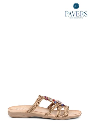 Pavers Natural Woven Mule Sandals (N06097) | £30