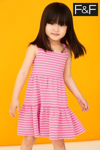 F&F Pink Stripe Crinkle Tier Dress (N06131) | £12 - £16