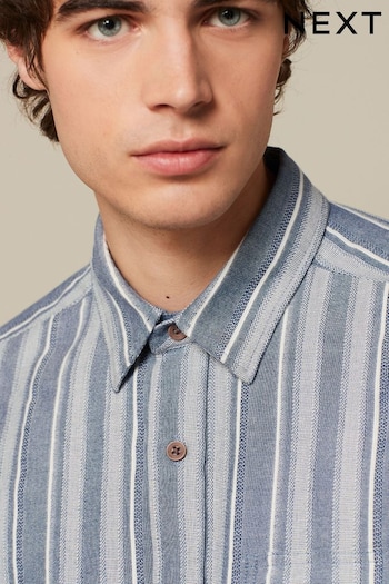 Blue Textured Stripe Long Sleeve Shirt (N06141) | £32