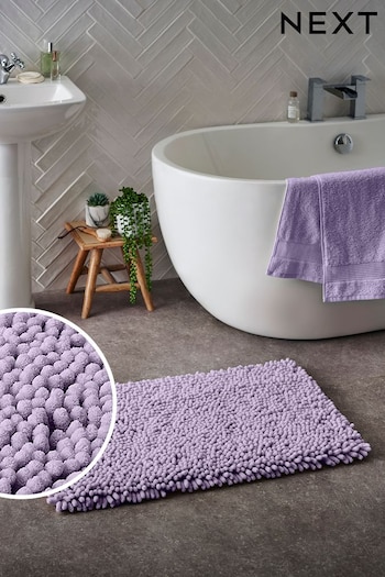 Lilac Purple Super Plush Bobble Bath Bath Mat (N06152) | £16