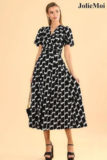 Jolie Moi Black Angel Sleeve Halley Jersey Maxi Dress (N06190) | £79
