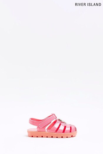 River Island Girls Pink Rubber Jelly Sandals (N06230) | £12
