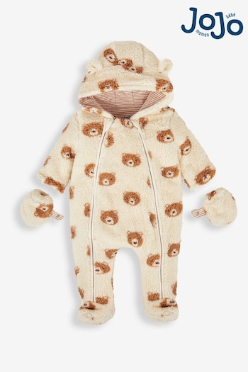JoJo Maman Bébé Cream Bear Cosy Baby Pramsuit (N06235) | £36.50