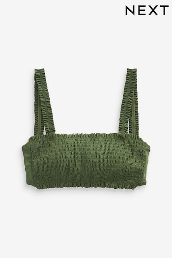 Green Shirred Bandeau Bikini Top (N06252) | £24