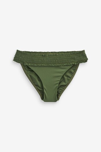 Green Shirred High Leg Bikini Bottoms (N06254) | £16