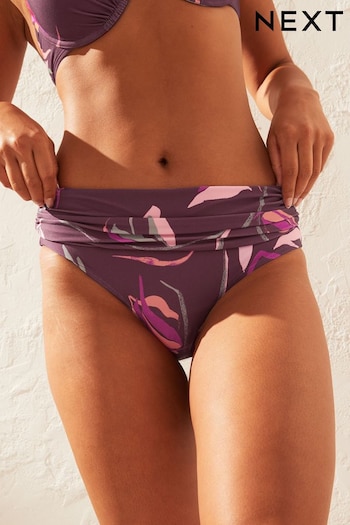 Purple Leaf Roll Top Bikini Bottoms (N06255) | £16