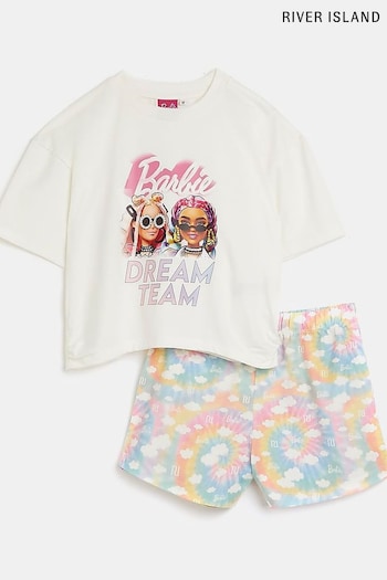 River Island Girls Barbie Dream Team Pyjama White Set (N06294) | £25