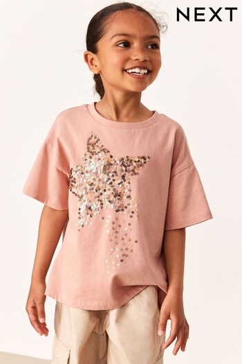 Pink Sequin Star T-Shirt (3-16yrs) (N06325) | £10 - £15