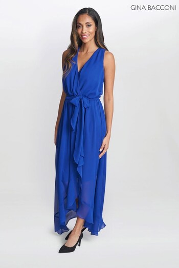 Gina Bacconi Blue Imogen Sleevless Wrap Dress (N06333) | £199