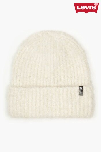 Levi's® White Fuzzy Beanie (N06340) | £30