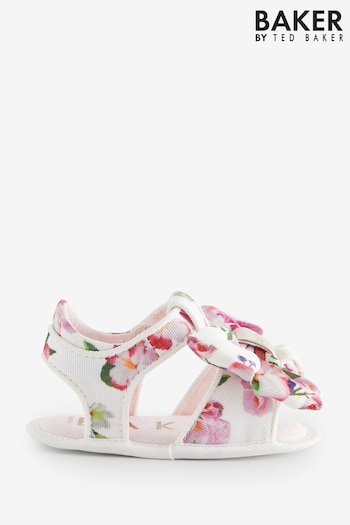 Baker by Ted Baker Baby Girls Floral Bow Padders White Sandals (N06367) | £20