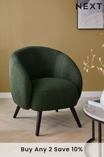 Casual Bouclé Dark Olive Green Mylo Accent Chair (N06375) | £299