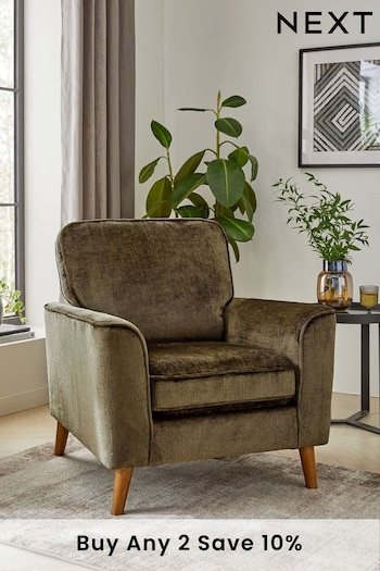 Plush Chenille Moss Green Stamford Accent Chair (N06376) | £399