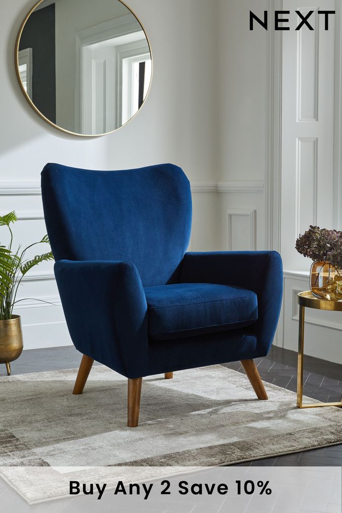 Blue velvet chair 2025 next