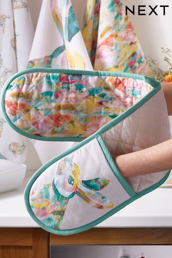 Teal Blue Bright Bunny Rabbit Oven Gloves (N06423) | £12