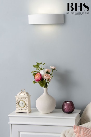 BHS White Baza Up Down Paintable Plaster Wall Light (N06593) | £30