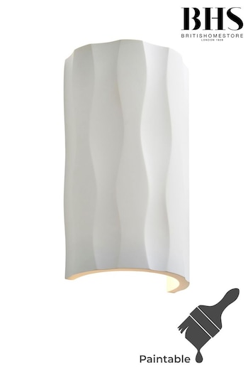 BHS White Toledo LED Up Down Paintable Plaster Wall Light (N06606) | £50