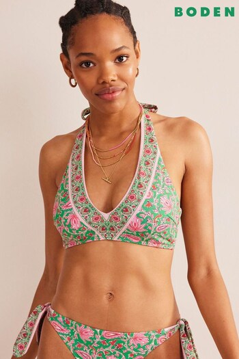 Boden Green Bow Shoulder Bikini Top (N06711) | £45