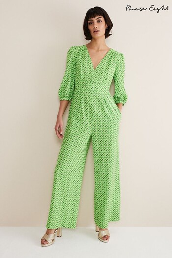 Phase Eight Green Lacey Abstract Wide Leg Jumpsuit (N06732) | £119
