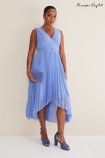 Phase Eight Blue Brianna Pleated Midaxi Dress (N06739) | £139
