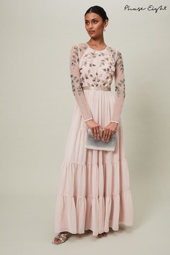 Phase Eight Pink Florence Beaded Maxi Dress (N06747) | £329