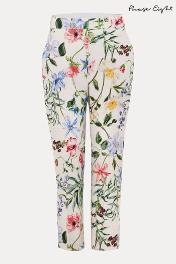 Phase Eight Natural Ulrica Floral Cigarette Trousers (N06749) | £129