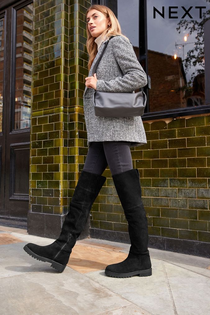 Grey suede over 2024 the knee boots uk