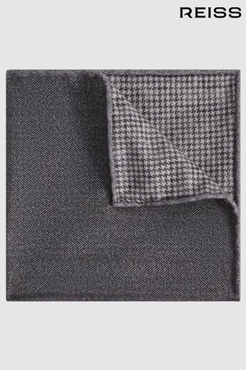 Reiss Grey Melange Pelagie Cotton Reversible Pocket Square (N06856) | £38