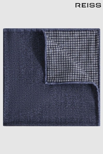 Reiss Airforce Blue Pelagie Cotton Reversible Pocket Square (N06857) | £38