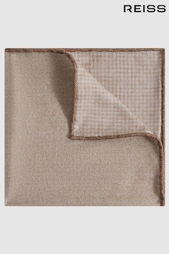 Reiss Oatmeal Melange Pelagie Cotton Reversible Pocket Square (N06858) | £38