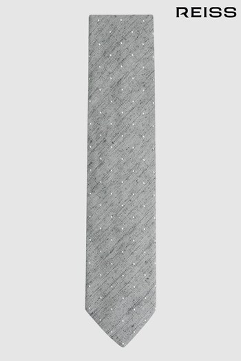Reiss Soft Grey Levanzo Silk Textured Polka Dot Tie (N06866) | £58