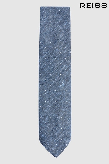 Reiss Airforce Blue Levanzo Silk Textured Polka Dot Tie (N06867) | £58