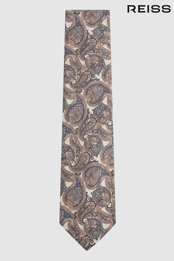 Reiss Ivory/Blue Pantelleria Silk Paisley Tie (N06871) | £68