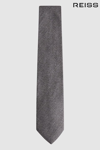 Reiss Grey Melange Cres Brushed Cotton Herringbone Tie (N06872) | £58