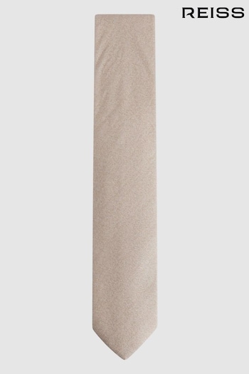 Reiss Oatmeal Melange Cres Brushed Cotton Herringbone Tie (N06874) | £58