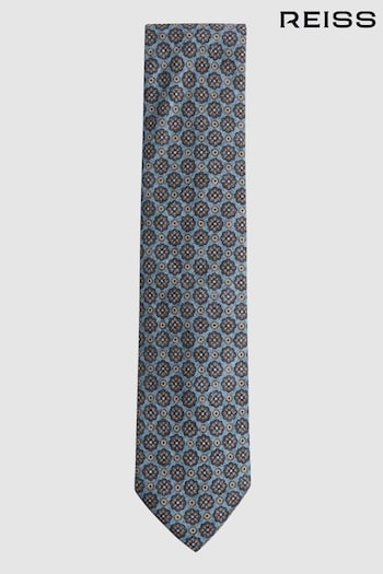 Reiss Blue Melange/Navy Antioco Silk Floral Medallion Tie (N06876) | £58