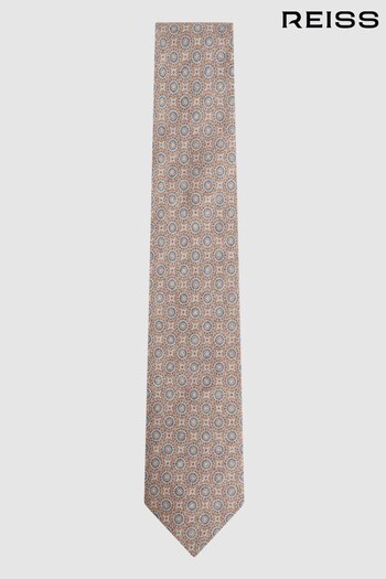 Reiss Oatmeal Melange Galera Silk Medallion Tie (N06887) | £68