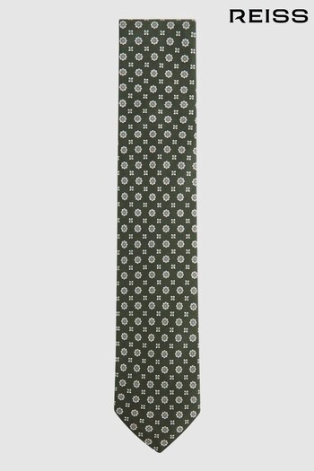 Reiss Olive Budelli Silk Floral Medallion Tie (N06907) | £68