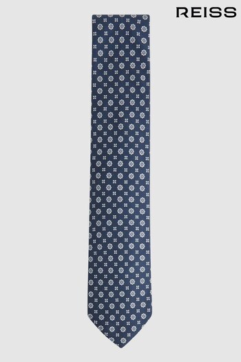 Reiss Airforce Blue Budelli Silk Floral Medallion Tie (N06908) | £68