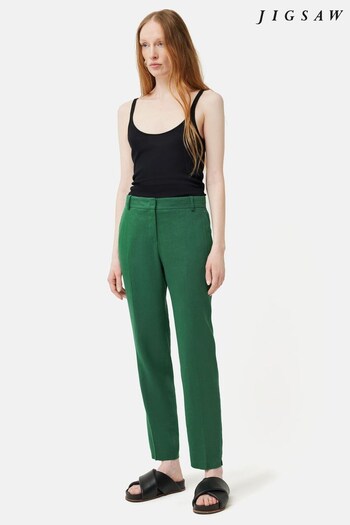 Jigsaw Green Portofino Linen Palmer Trousers (N06917) | £150