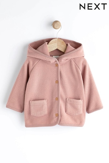 Pink Hooded Cosy Fleece Baby Jacket (0mths-2yrs) (N07016) | £11 - £12