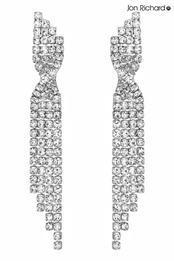 Jon Richard Silver Statement Twisted Crystal Earrings (N07119) | £30